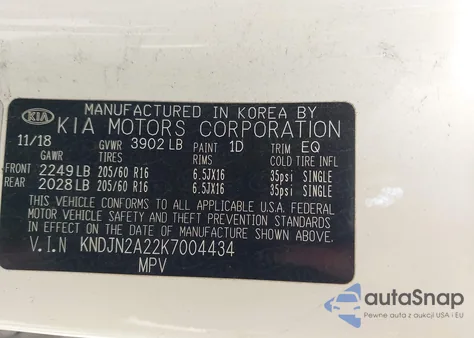 2019 Kia Soul из США, поврежденный, VIN KNDJN2A22K7004434